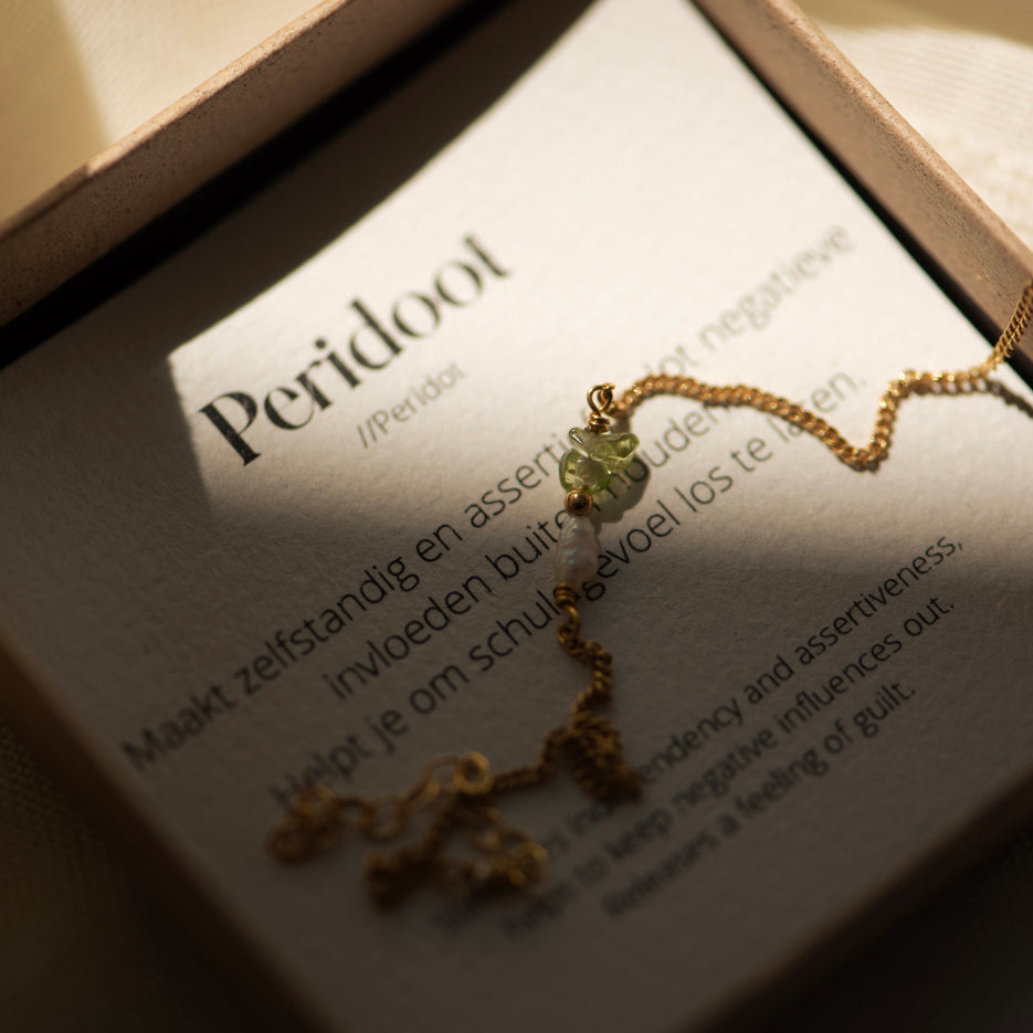 Elemental armband Peridoot (geboortesteen Juli) | Verguld en zilver