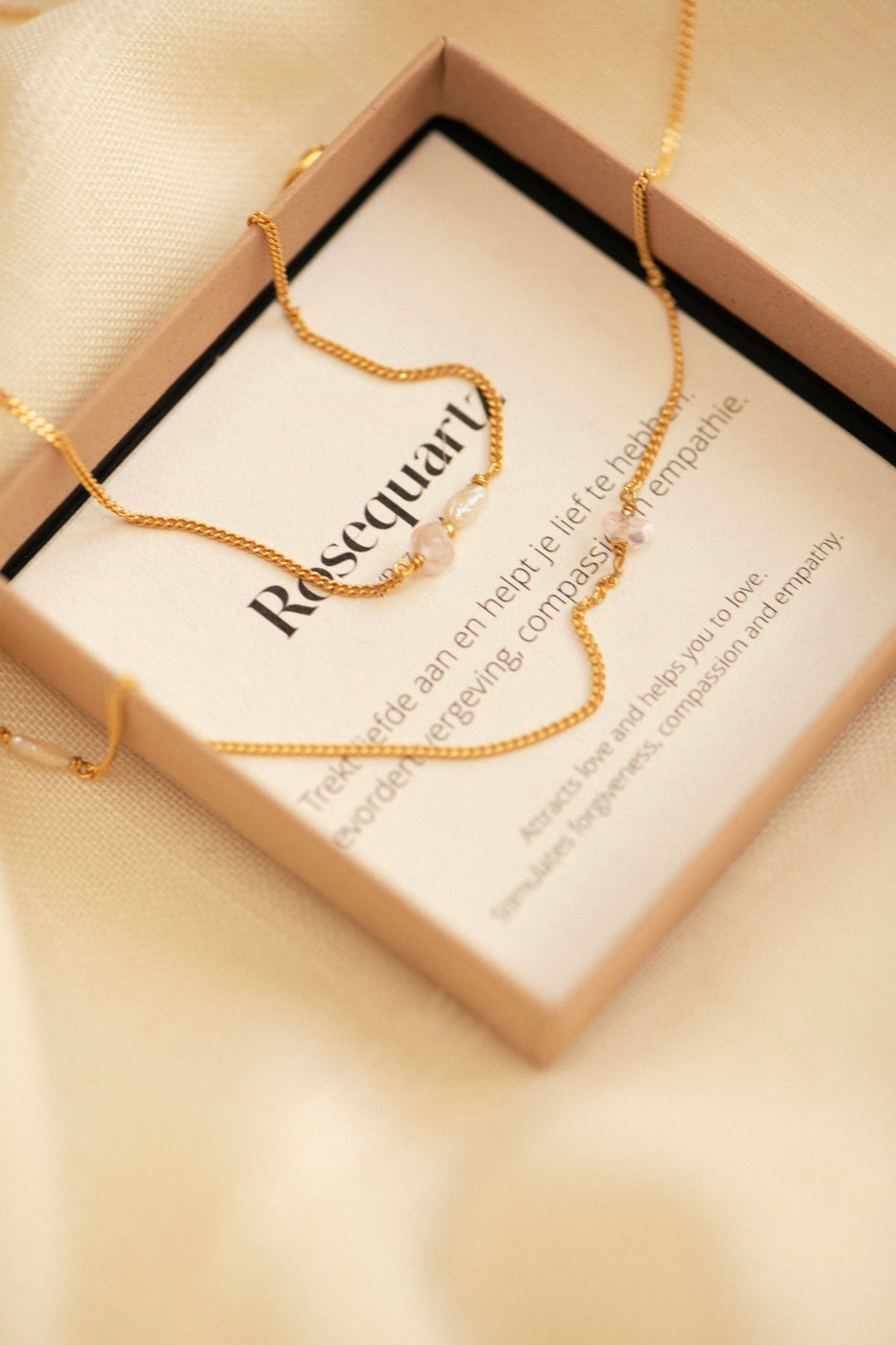 Elemental armband Rozenkwarts | Verguld en zilver
