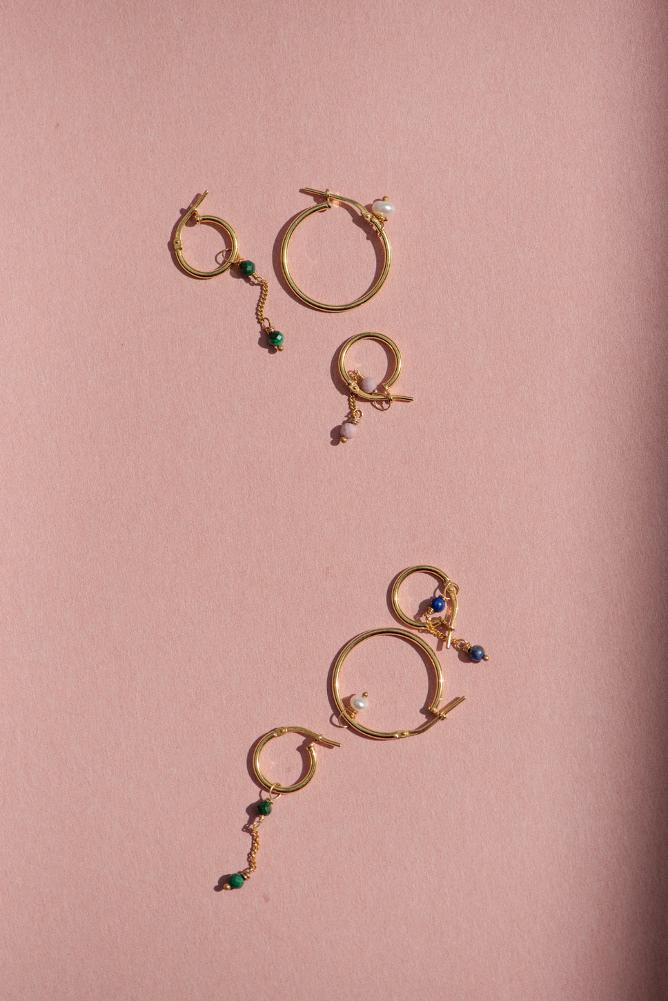 Oorbellen Elise - Malachiet, Phophosiderite & Lapis Lazuli