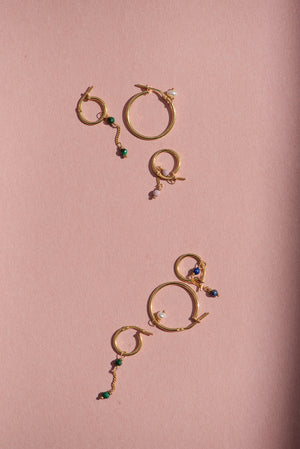 Oorbellen Elise - Malachiet, Phophosiderite & Lapis Lazuli