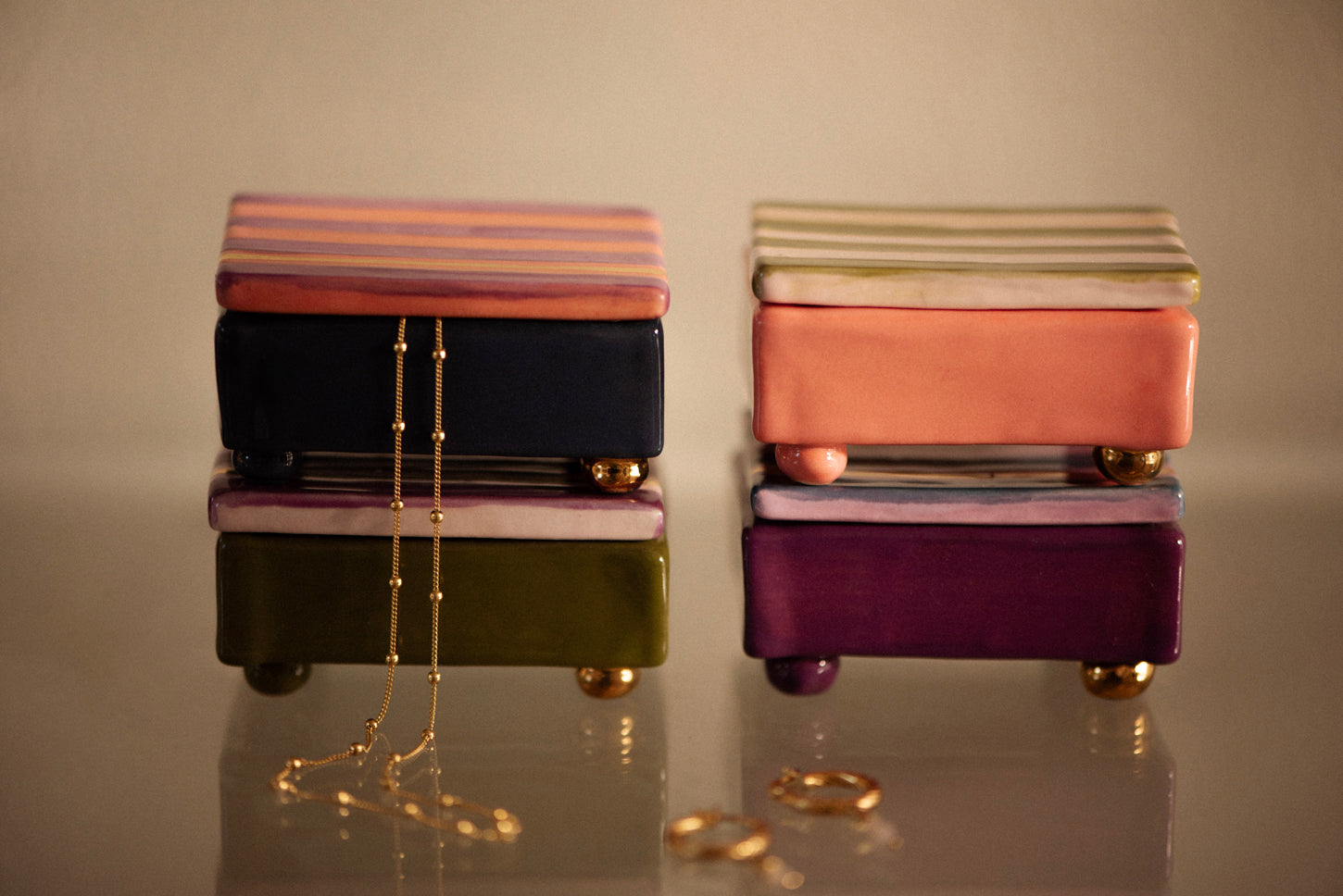 Keramieken bewaardoosje - Olive