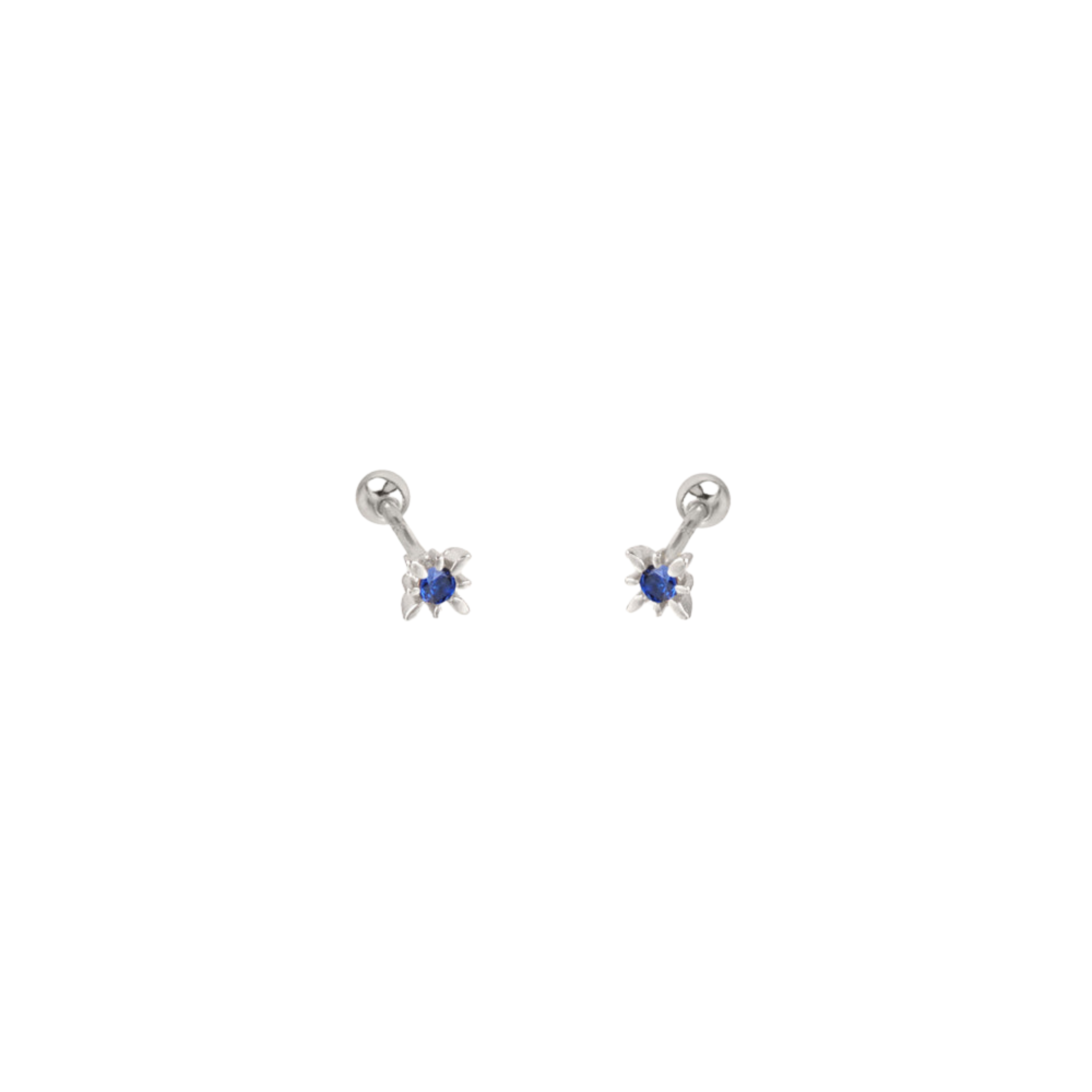 Oorstekers Molly donkerblauw - ronde achterkant |  zilver